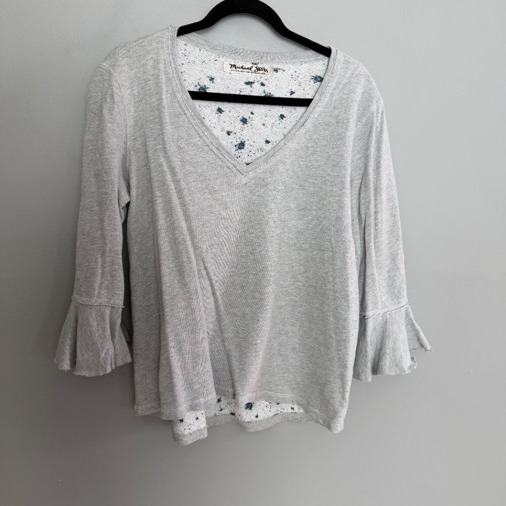 Michael Stars Ruffle Sleeve Reversible Sweatshirt - Picture 2 of 9